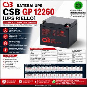 baterai csb gp 12260 12v 26ah: solusi vrla agm untuk ups