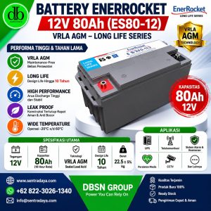 baterai enerrocket es 80 12: untuk ups & sistem kritis