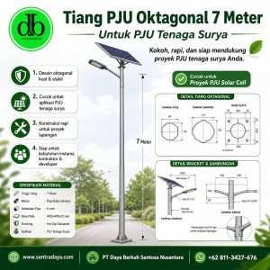 tiang pju octagonal h 07m sp type solar cell: spesifikasi teknis, konstruksi, dan aplikasi proyek pju tenaga surya