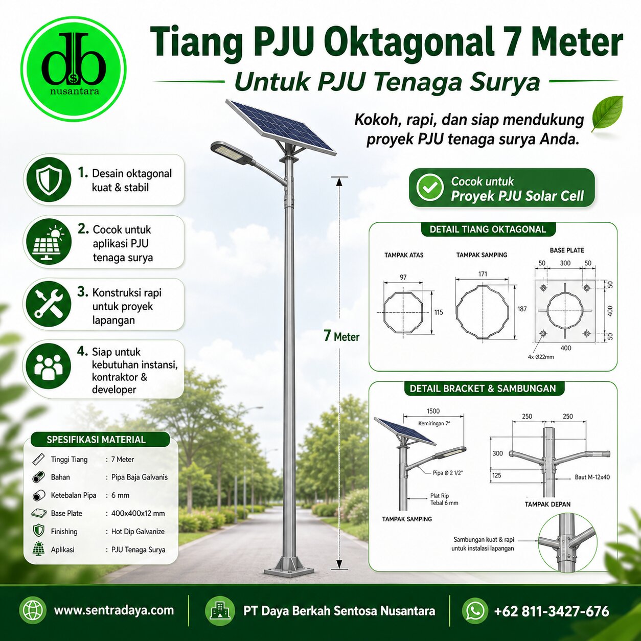 tiang pju octagonal h 07m sp type solar cell: spesifikasi teknis, konstruksi, dan aplikasi proyek pju tenaga surya tiang pju octagonal h 07m sp type solar cell: spesifikasi teknis, konstruksi, dan aplikasi proyek pju tenaga surya