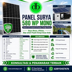 panel surya 580 wp mono | plts hybrid dan pompa tenaga surya