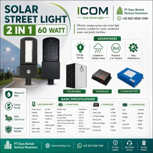 lampu pju tenaga surya 2 in 1 60 watt – solusi penerangan jalan desa