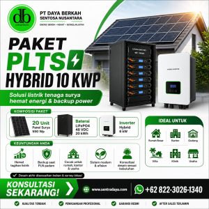 paket plts hybrid 10 kwp: solusi listrik tenaga surya dengan baterai 20 kwh dan inverter hybrid 6 kw