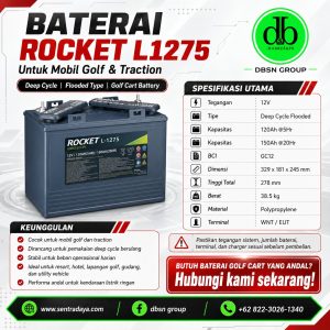 baterai rocket l1275 cocok untuk golf cart dan traction?