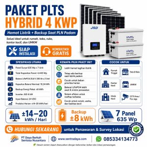 paket plts hybrid 4 kwp: solusi listrik mandiri dengan panel 550 wp & baterai lifepo4 48v
