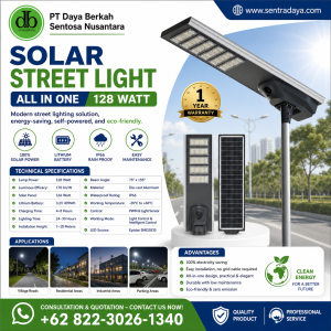lampu pju tenaga surya all in one 128 watt