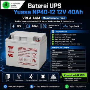 yuasa np 40 12: baterai vrla 12v 40ah andal untuk ups, telekomunikasi, dan sistem backup industri