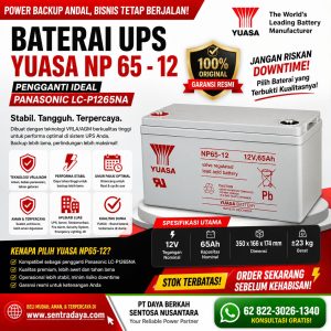 baterai ups yuasa np 65 12 cocok sebagai pengganti panasonic lc p1265na?
